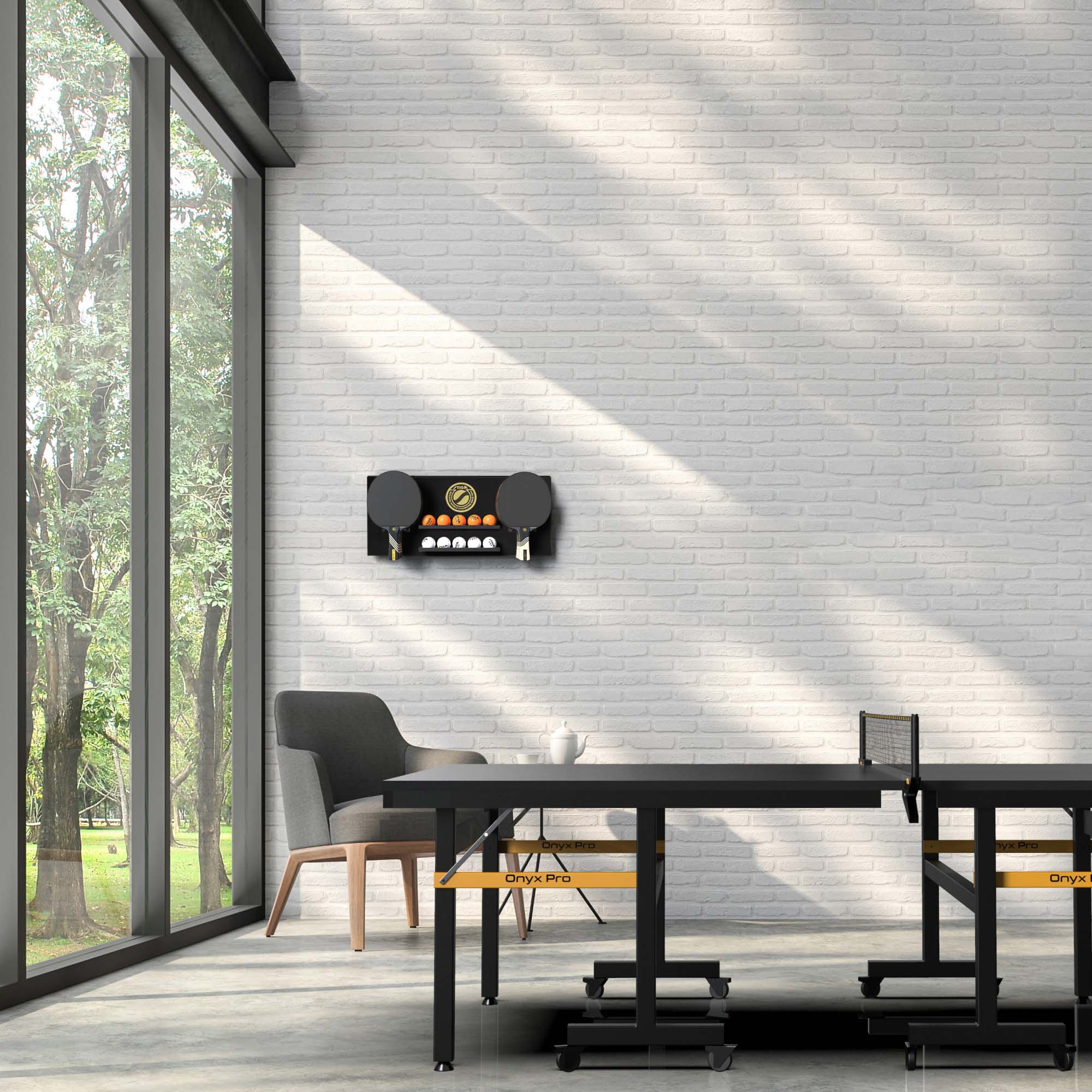 Table Tennis Dark Wall Rack - Image 5